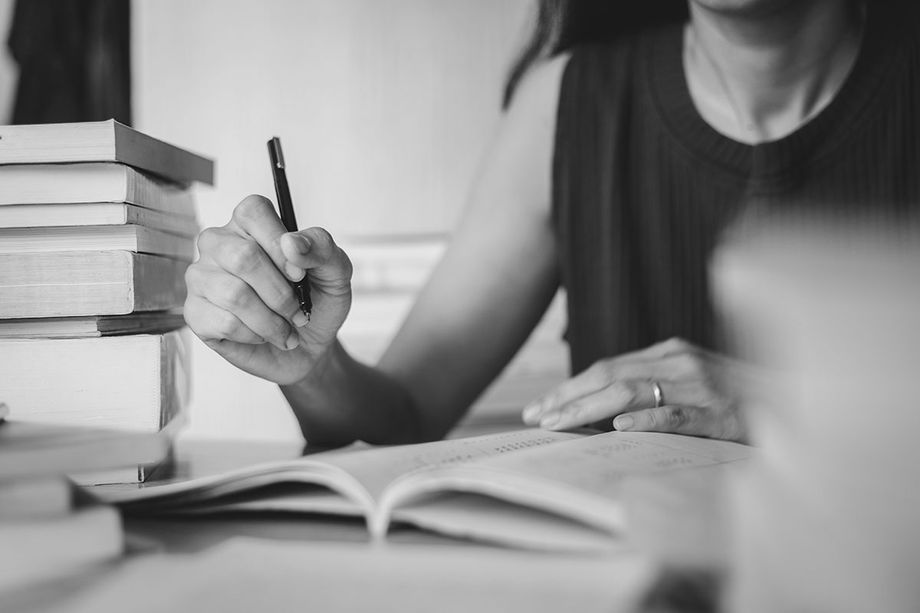 Woman takes notes