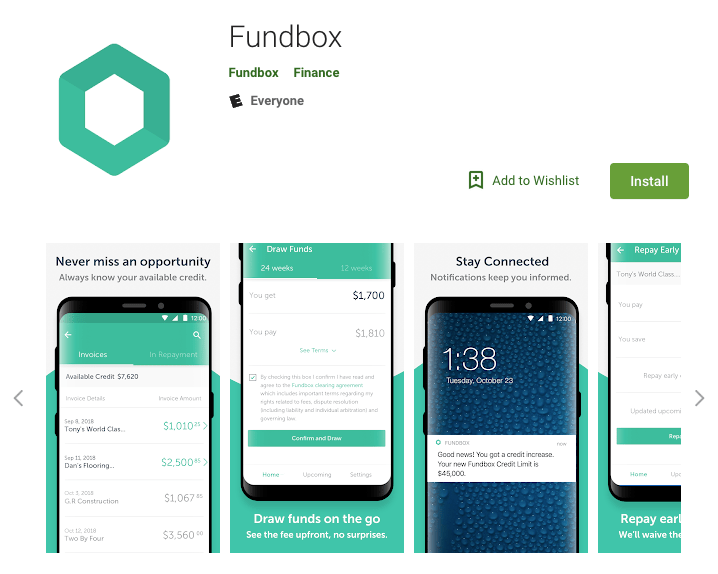 Fundbox iOS app in the Apple App store