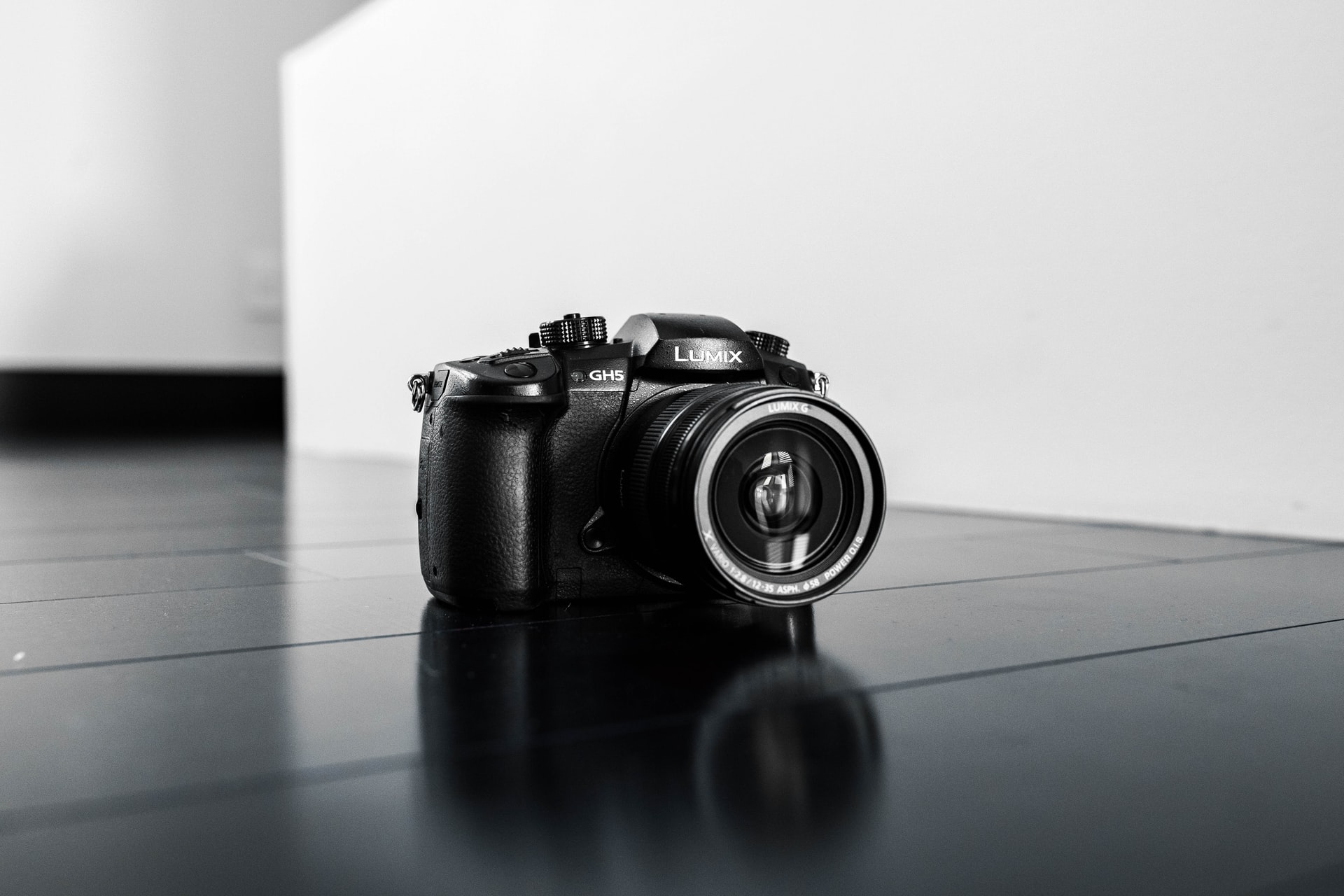 Camera reflecting on a surface
