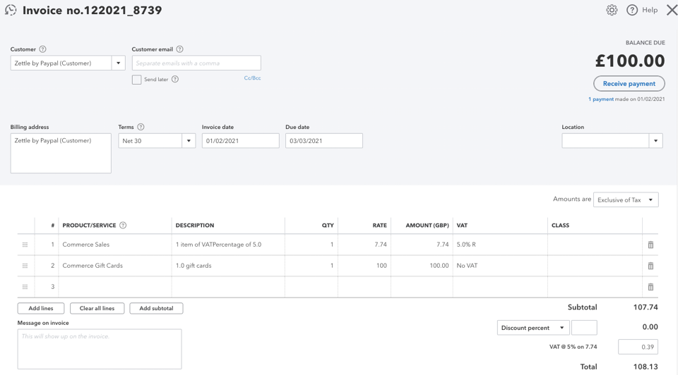 Integrate with QuickBooks Zettle