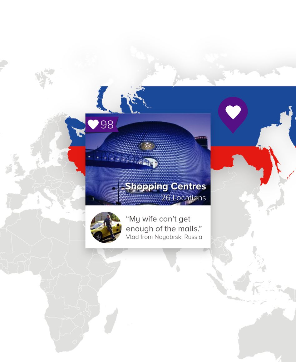 Russia data - loves 'Shopping Centres'