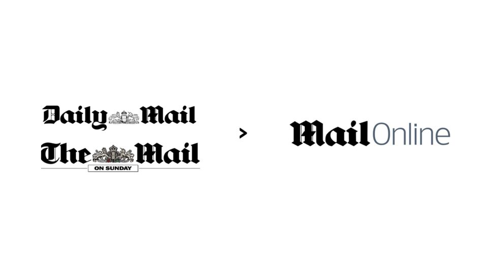 Previous Daily Mail and The Mail on Sunday logos to new MailOnline Logo