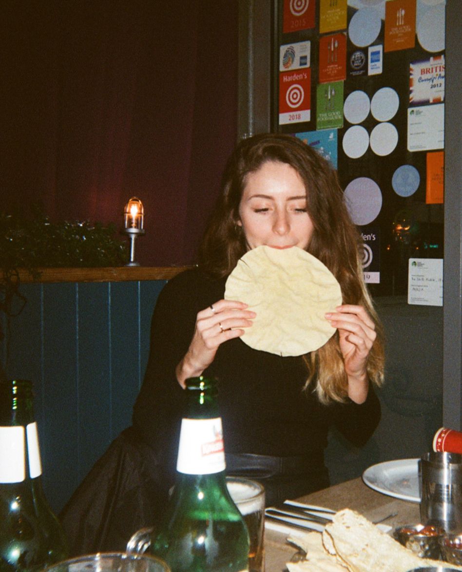 Kelly on her 7th poppadom