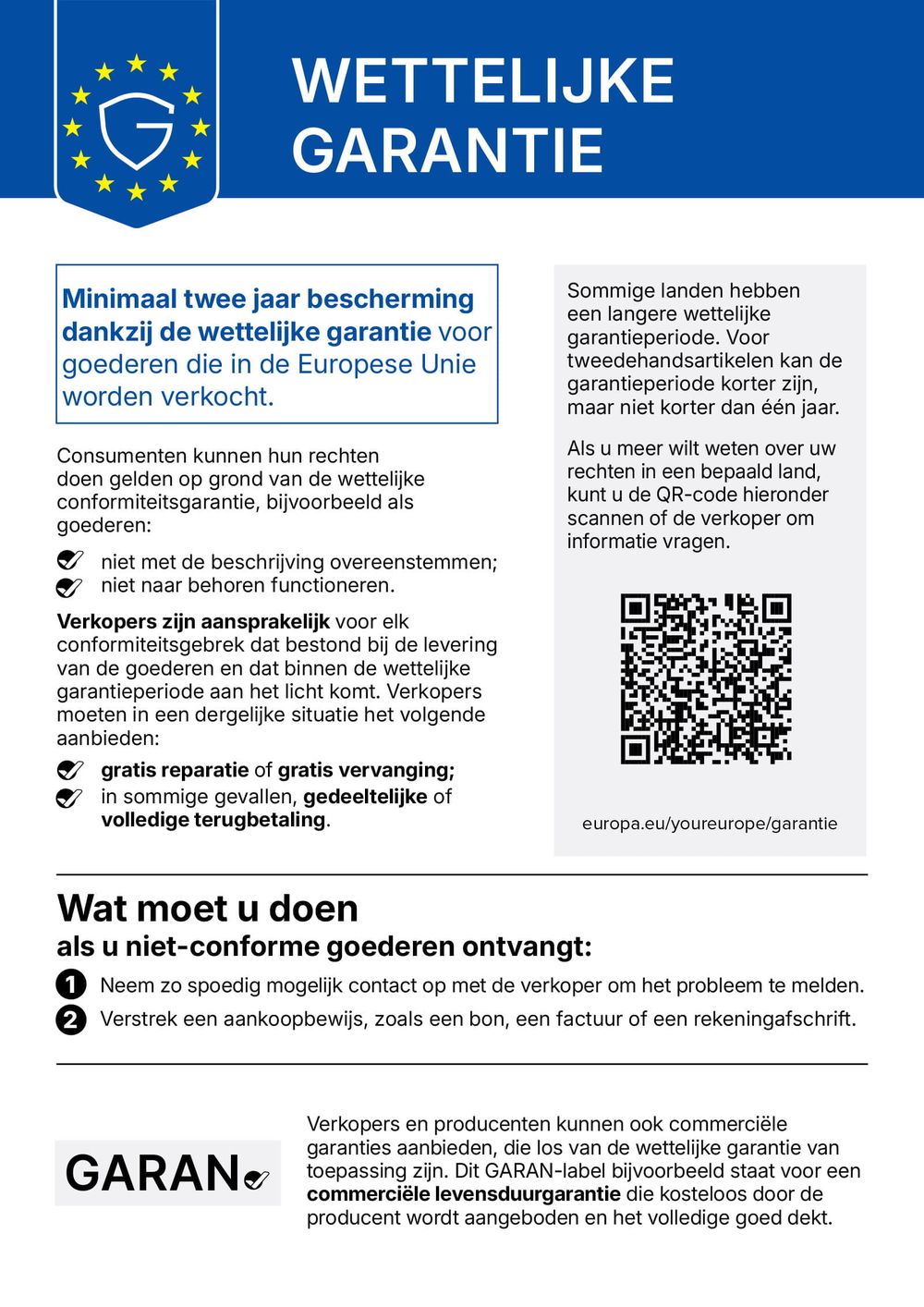 Wettelijke garantie – kennisgeving
