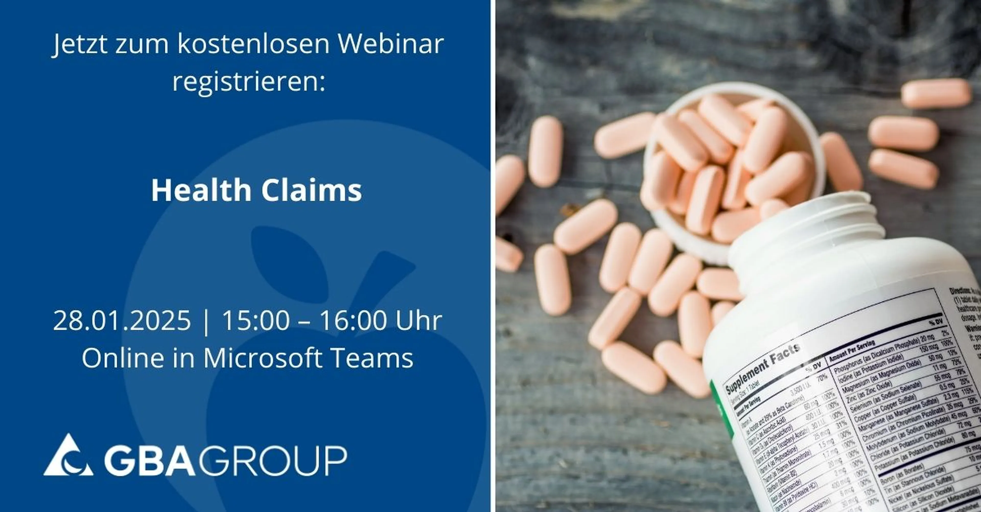 Jetzt anmelden: Webinar „Health Claims“ am 28.01.2025 