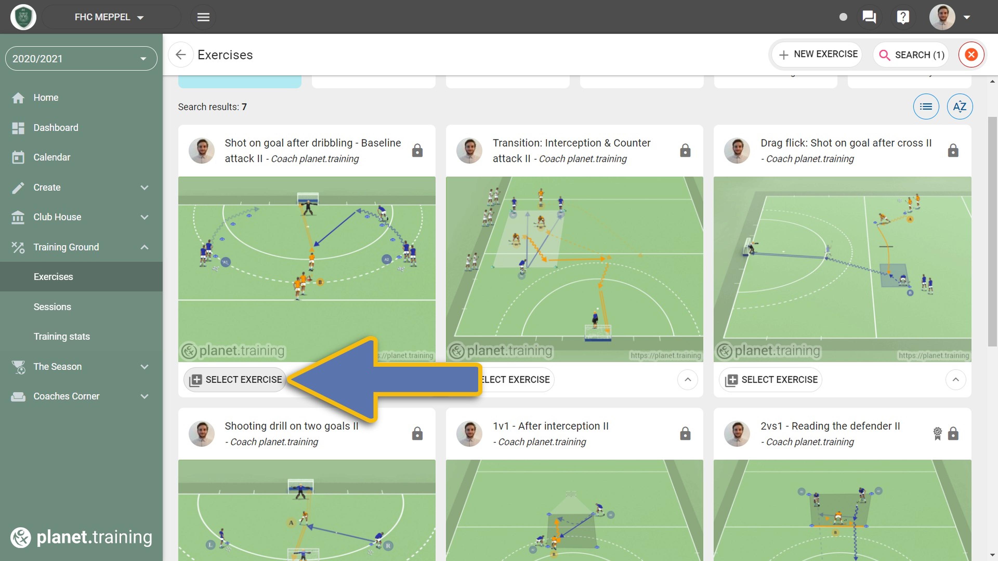 Create a training session