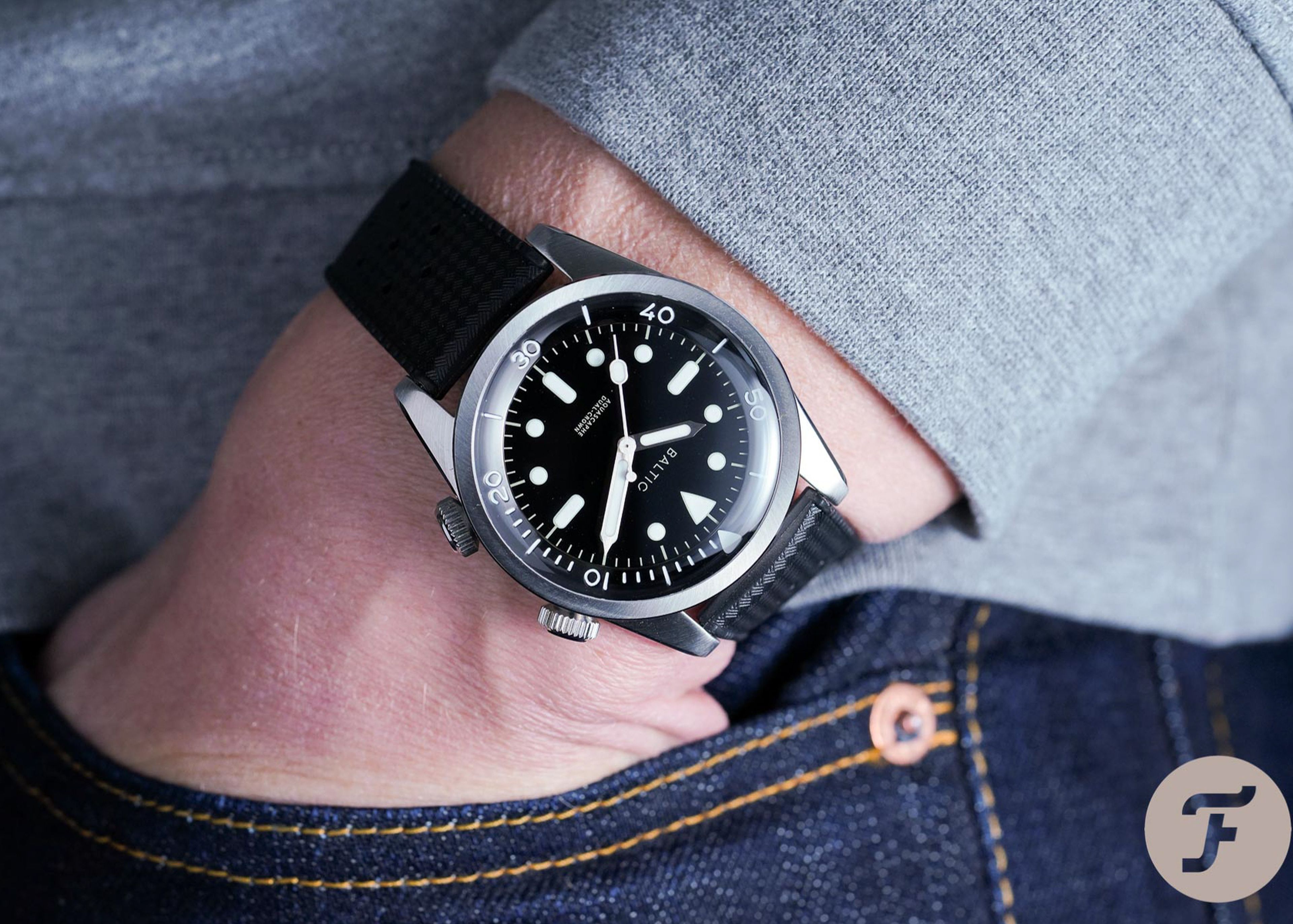 Aquascaphe DualCrown PVD Black Baltic Watches