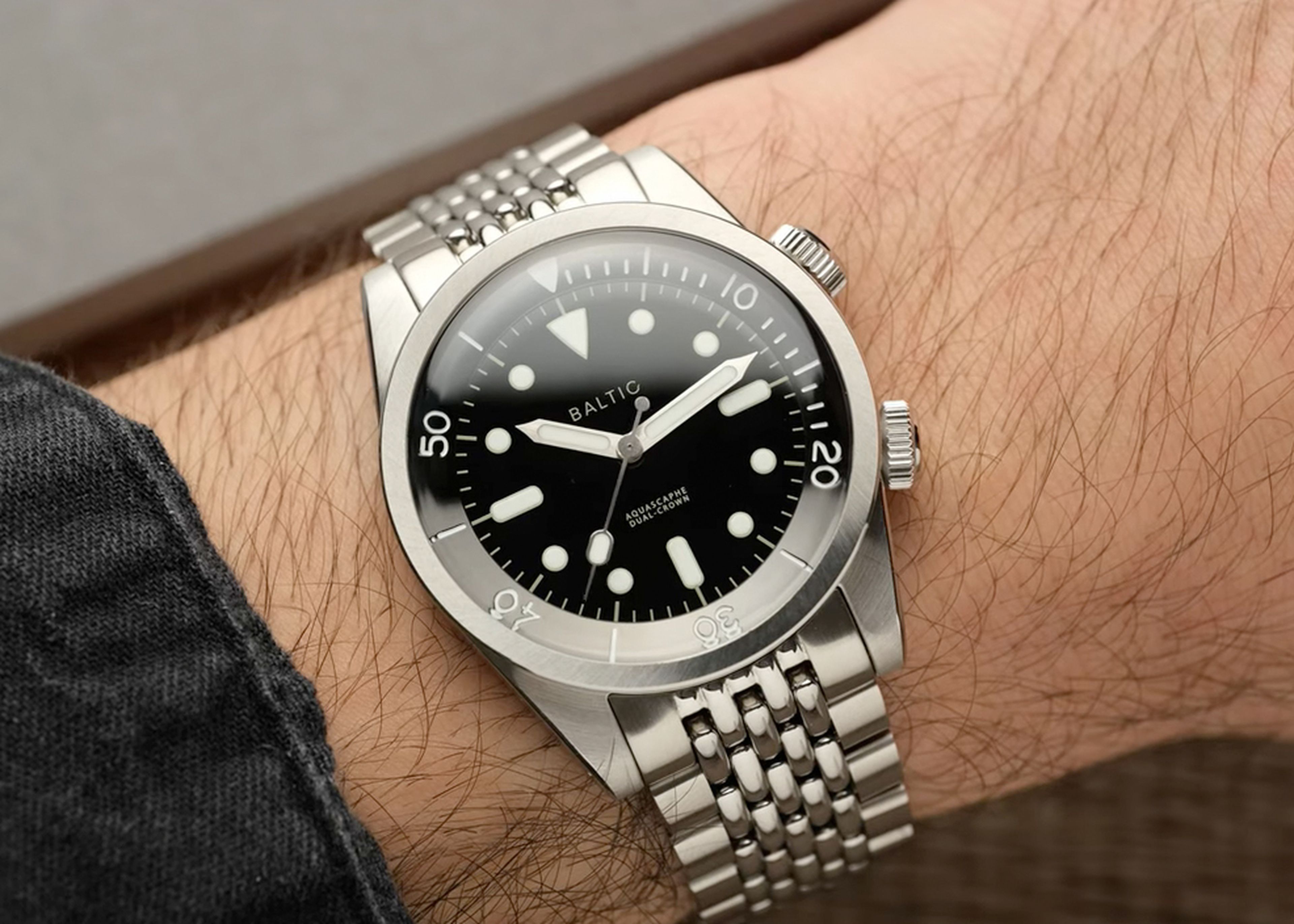 Aquascaphe DualCrown PVD Black Baltic Watches