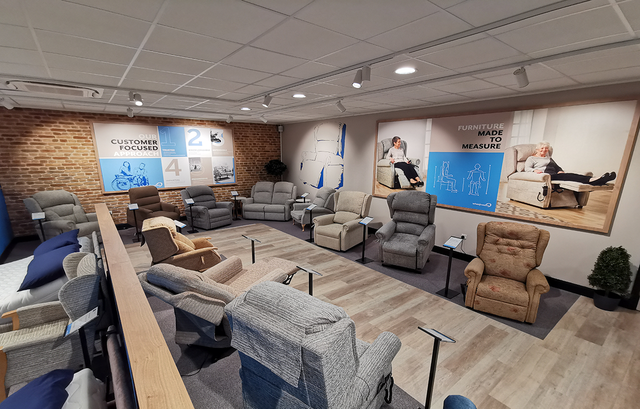 Range of rise and recliners in the Wheelfreedom showroom