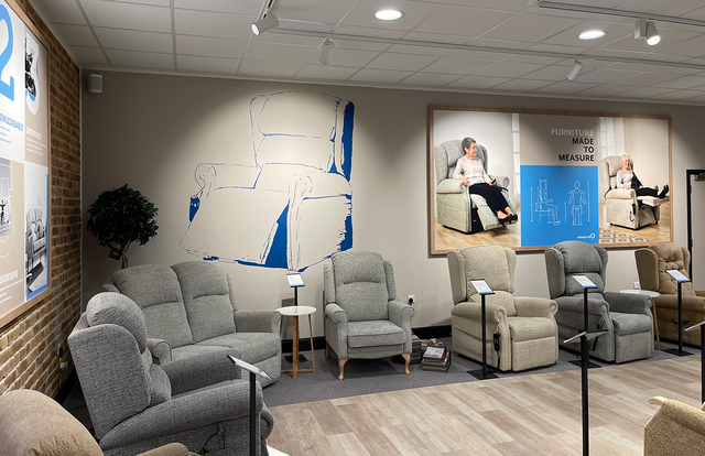 Rise and recliners in Wheelfreedom's showroom