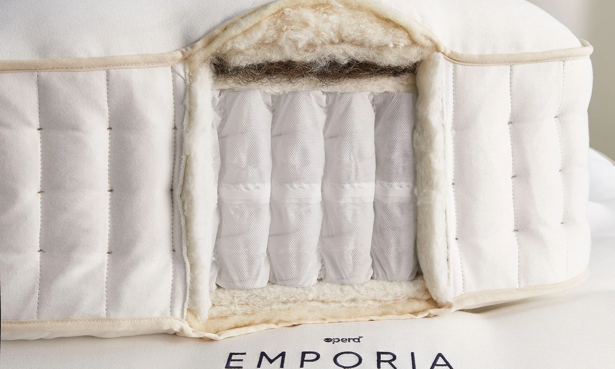 The pocket springs, cotton and wool inside the Opera Emporia Natural Mattress