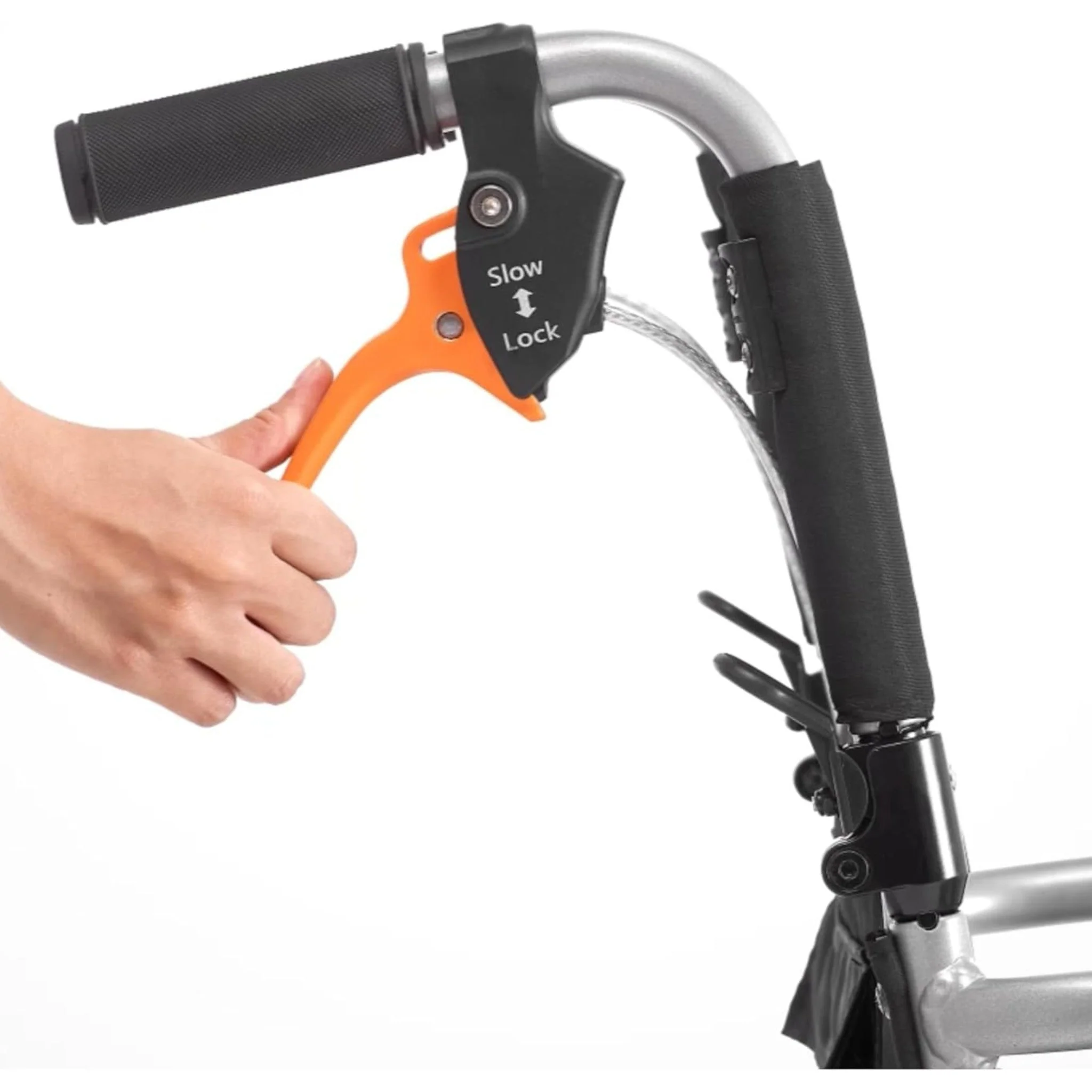 The attendant handles on the ultralight foldable wheelchair