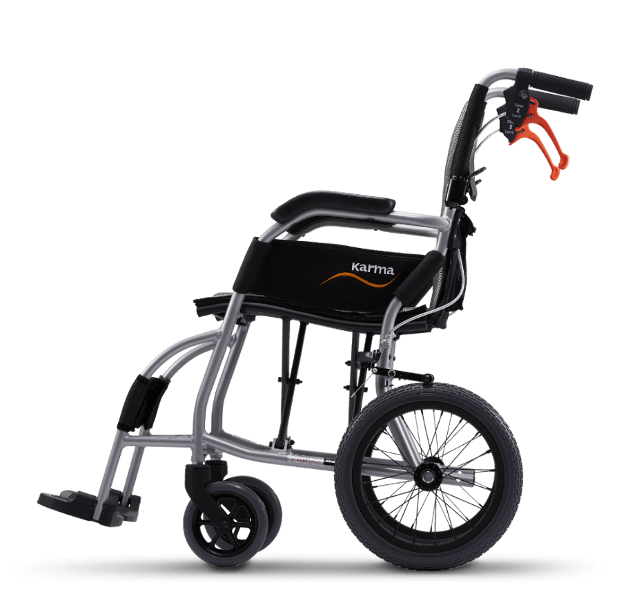 Side view of the ultralight foldable wheelchair