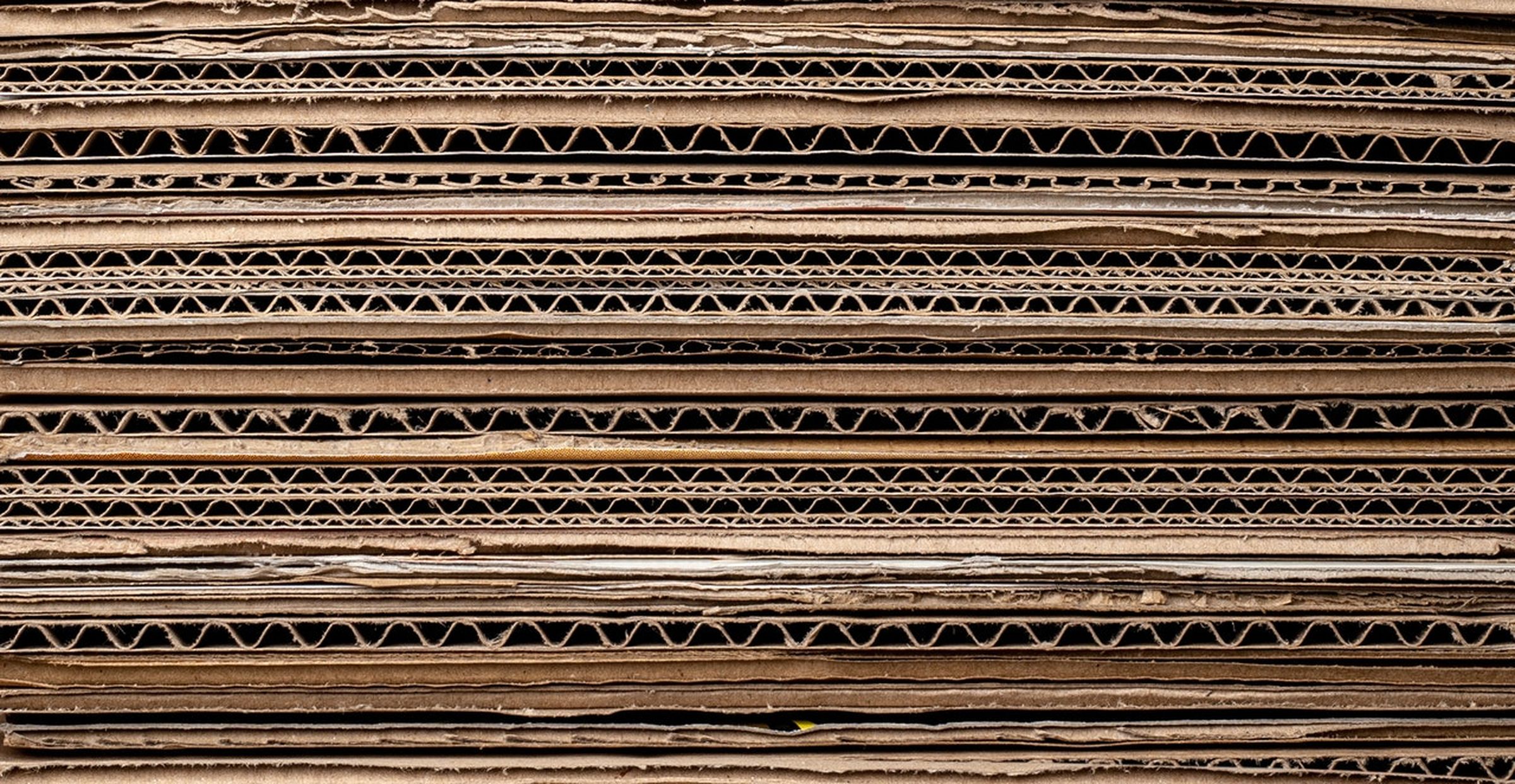 A stack of corrugated cardboard