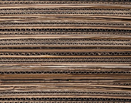 A stack of corrugated cardboard