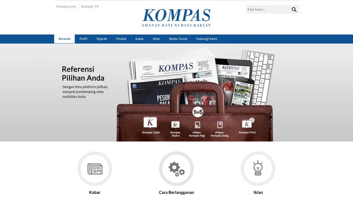 Tangkapan layar antarmuka proyek Profil Perusahaan Kompas