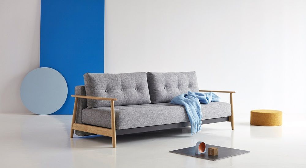 Produktbild: Schlafsofa Eluma Deluxe Button der Marke Innovation Living aus grauem Stoff