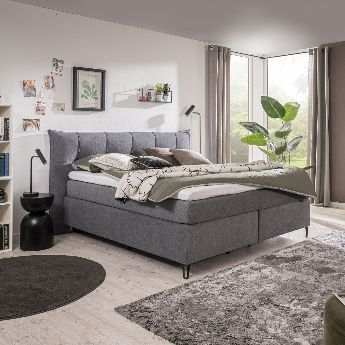 Boxspringbett Dixon von set one by Musterring mit Stoffbezug in Grau