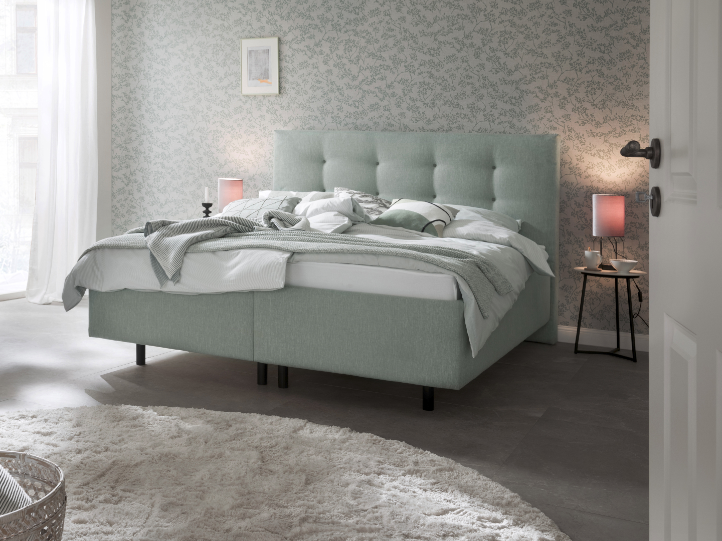 Das Polsterbett Vita aus der SCHÖNER WOHNEN-Kollektion in Grün