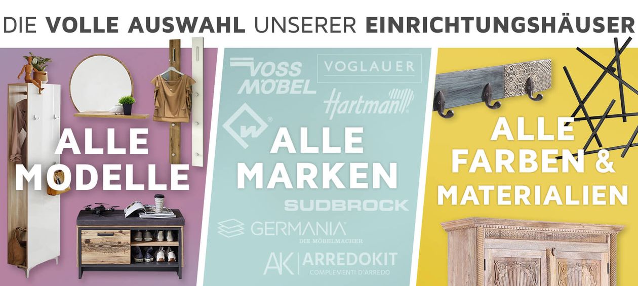 Alle Modelle, Marken, Farben und Materialien Teaser zur Stationären Sortimentsvielfalt: Alle Modelle, Marken, Farben und Materialien