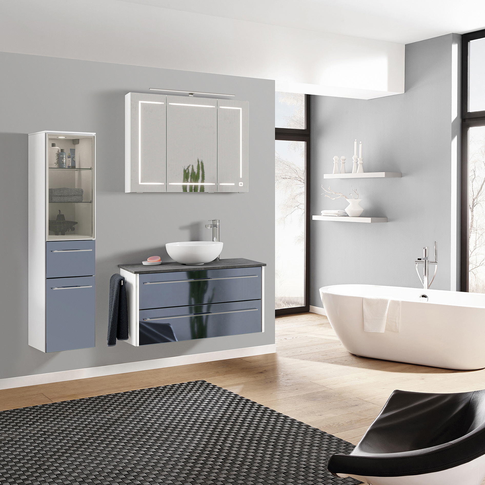 edle Badezimmer-Serie Leonardo lving  116 von Pelipal, bestehend unter anderem aus der Waschtischkombination Leonardo living 116