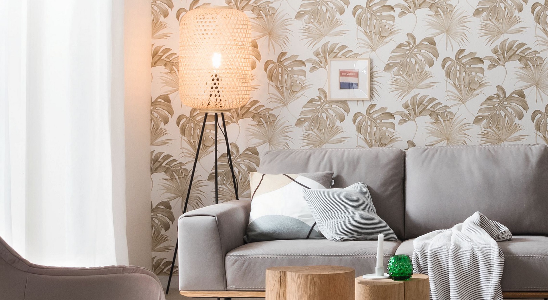Produktbild: Stehlampe Calla von Schöner Wohnen Kolletkion aus Ratttan und Geflecht in braun