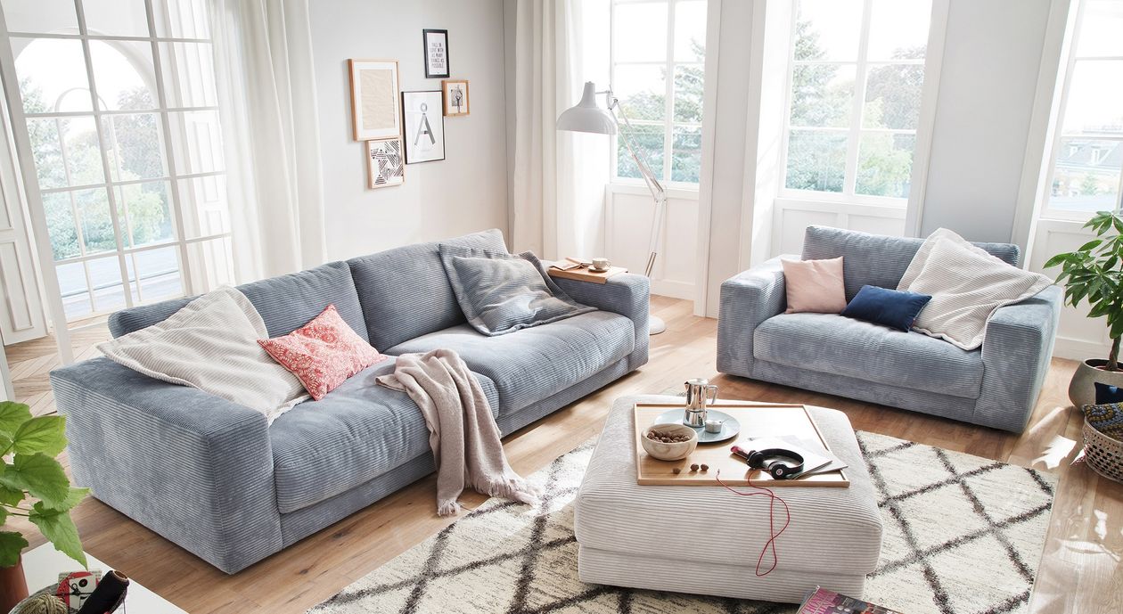 Produktbild: Bigsofa Dundee der Marke Daheim aus Cord in der Farbe Light Blue