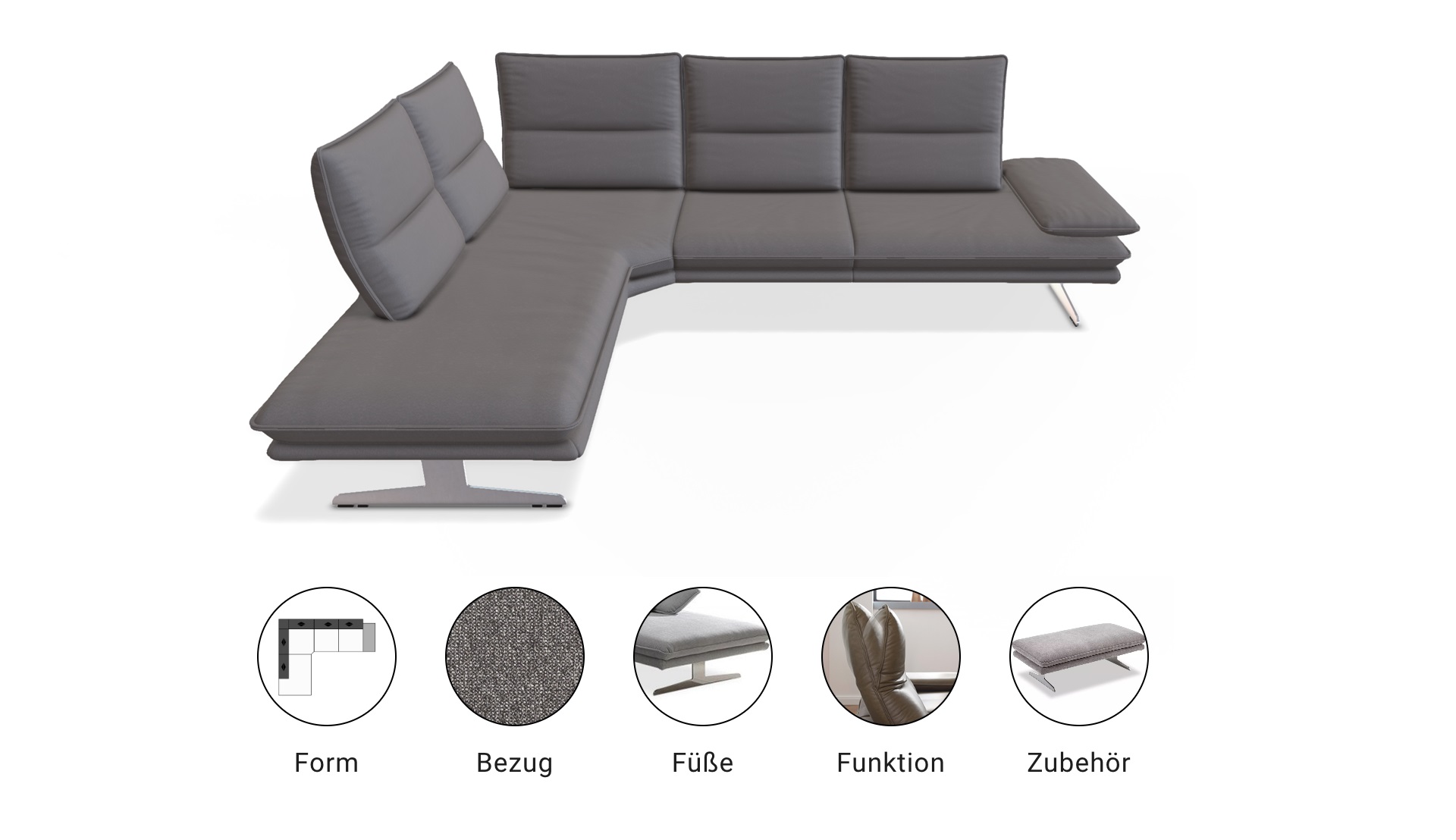 Sofa -Konfigurator mit Funktionen am Beispiel des Modells Broadway
