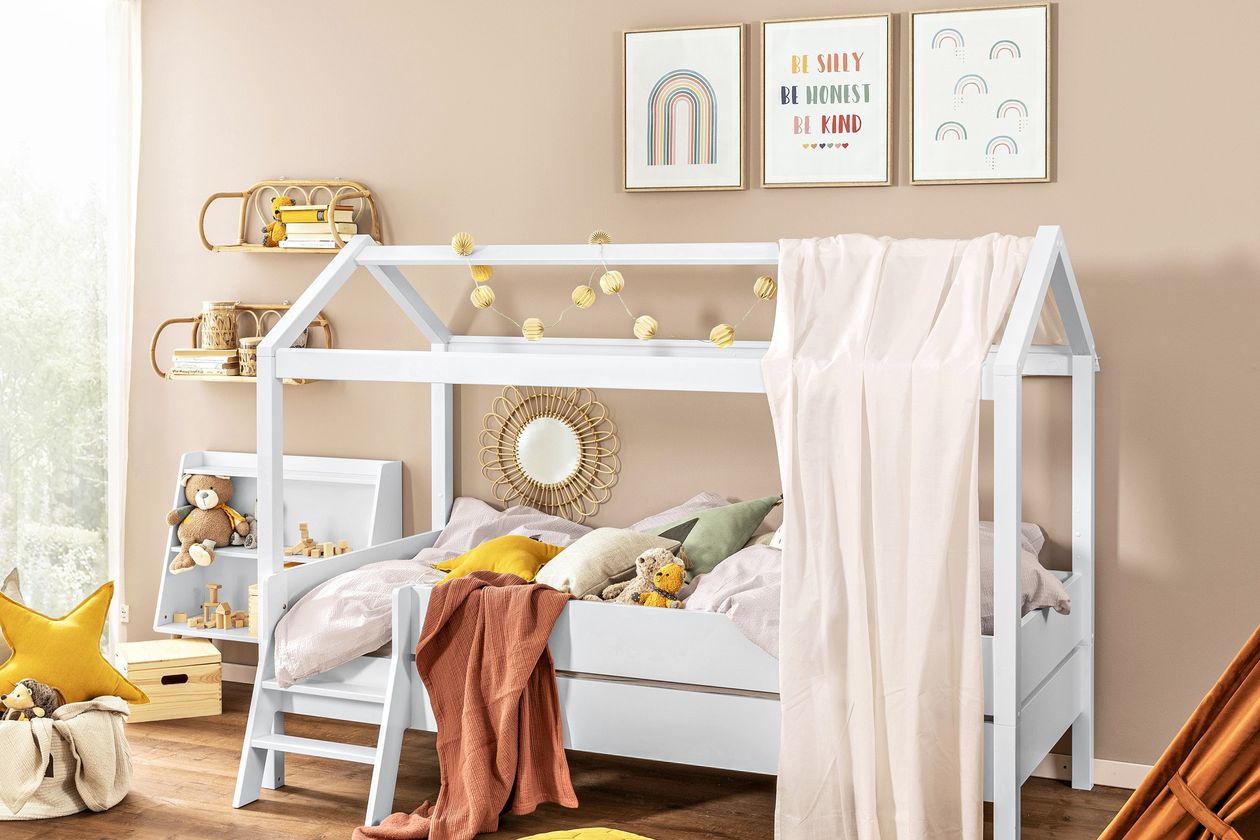 Produktbild: Bett Tiny House 90x200 cm der Marke Paidi in Weiss und Holz