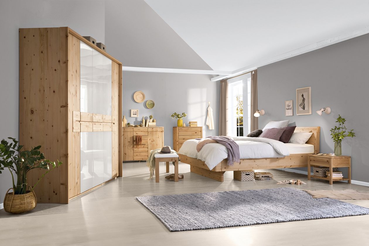 Produktbild: Schlafzimmer-Set Cembra 4tlg. in brauner Holz