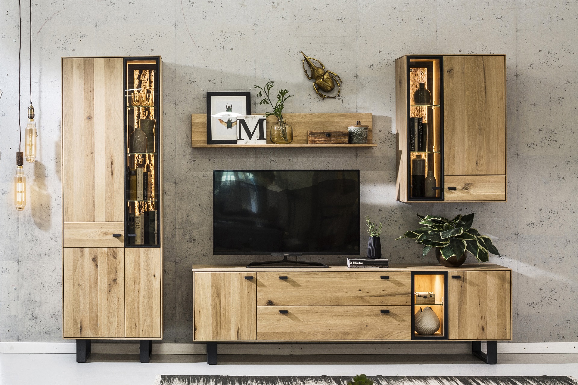 Produktbild: Wohnwand Arona 4tlg. in braunem Holz