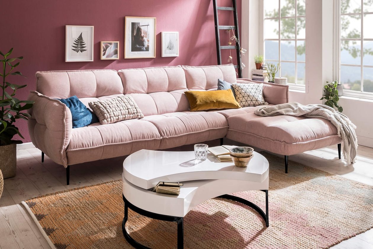 Ecksofa Molton der Marke Someta in Stoff in der Farbe Flamingo