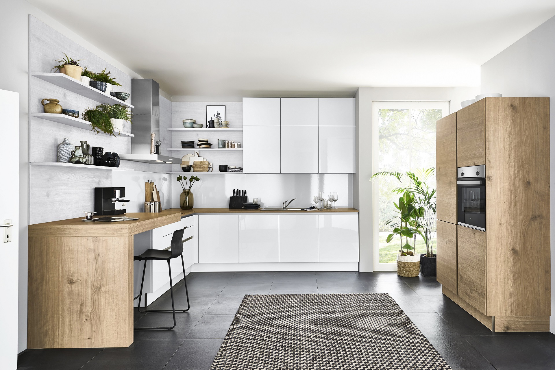 schrank esszimmer modern Highboard Vitrine weiß Hochglanz Wohnzimmer 90x140 cm Design-D backhelfer-zubehor