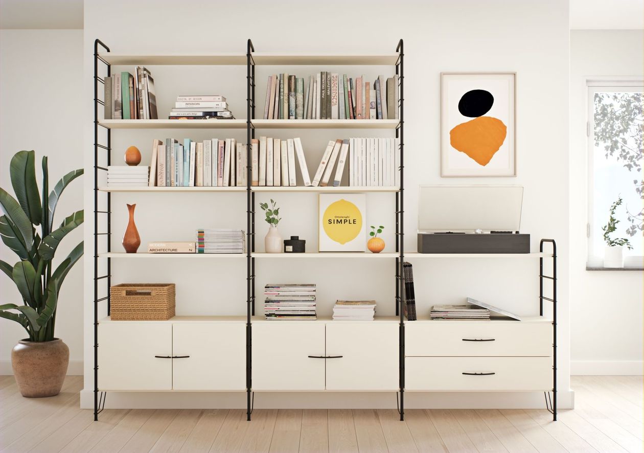 Regal Dakota der Marke Tenzo in Holzoptik im weißen Scandi-Look