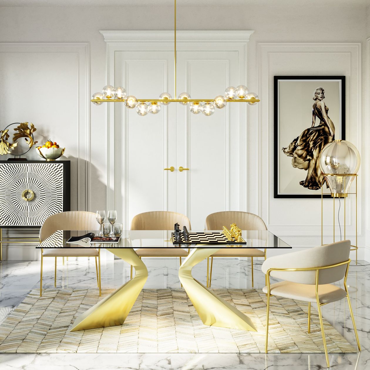 Produktbild: Esstisch Gloria Gold von Kare Design in goldenem Edelstahl