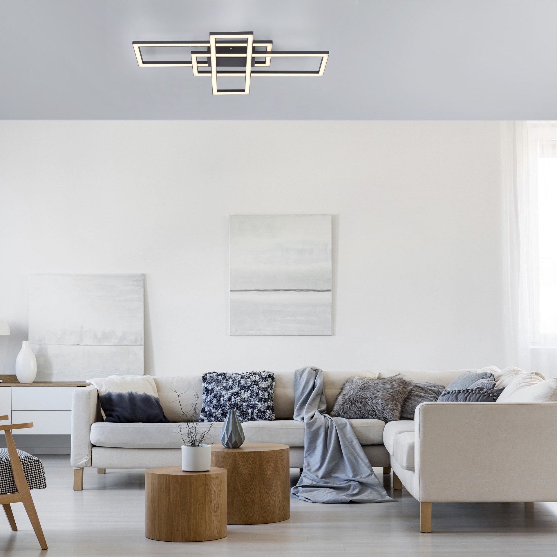 Produktbild: LED-Deckenleuchte Iven von Just Light in schwarz aus Alu, Eisen, Stahl und Metall