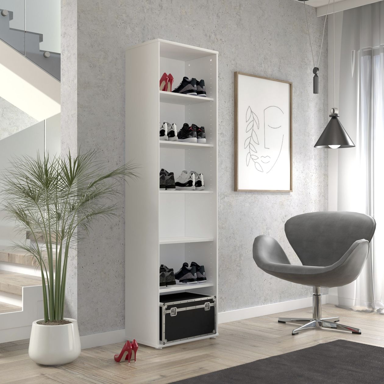 Regal Faik der Marke FORTE in weißer Holzoptik in einem modernen Ambiente