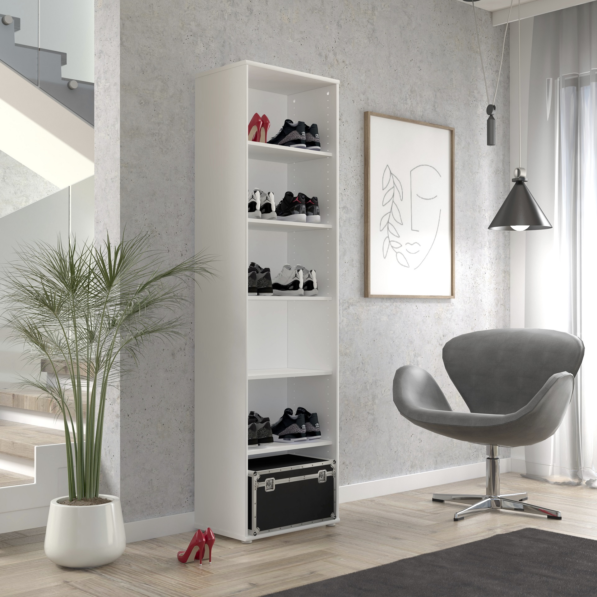 Regal Faik der Marke FORTE in weißer Holzoptik in einem modernen Ambiente