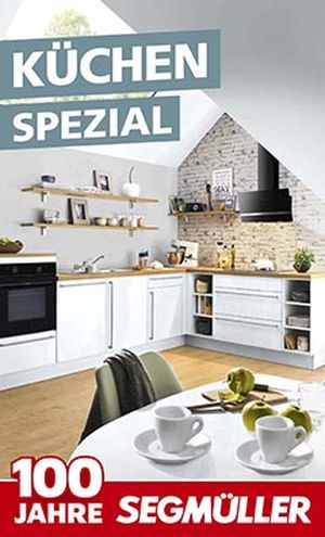 Titel des Werbeprospekts "Küchen Spezial" mit einer hellen Eck-Küche in einer Dachschrägen-Wohnung.