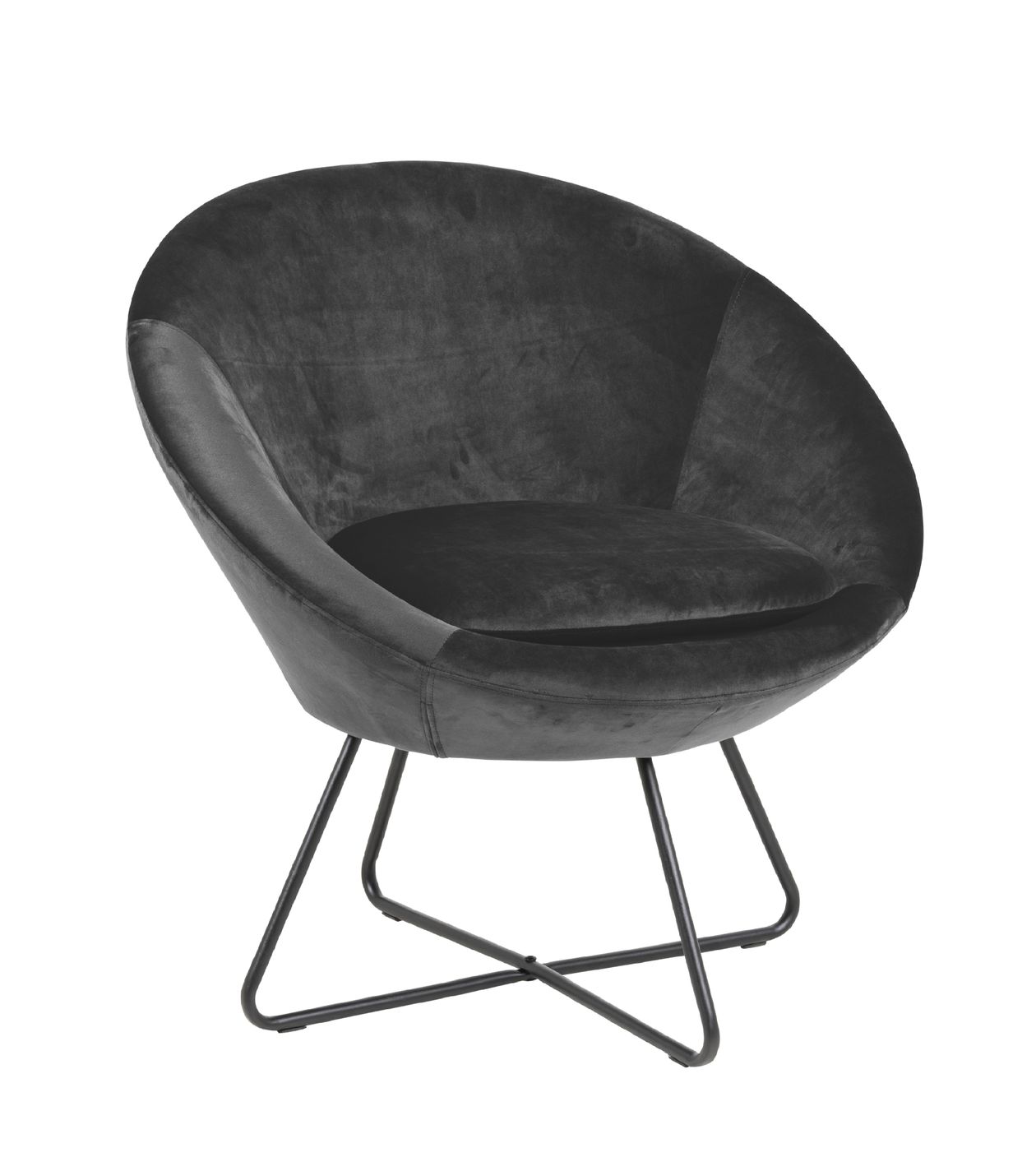 runder Sessel aus grauem Stoff