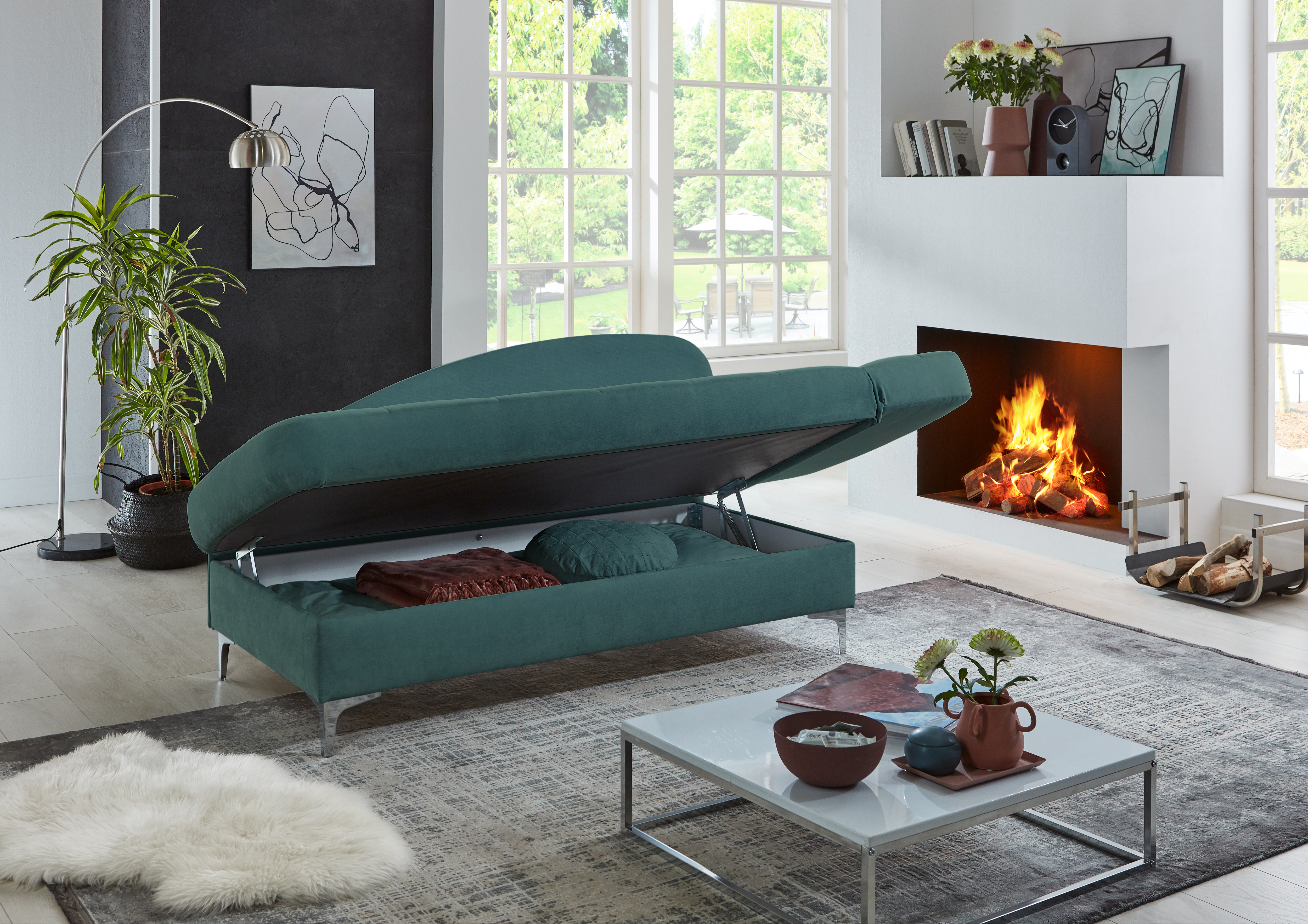 Grünes Bettsofa aus Polyerster