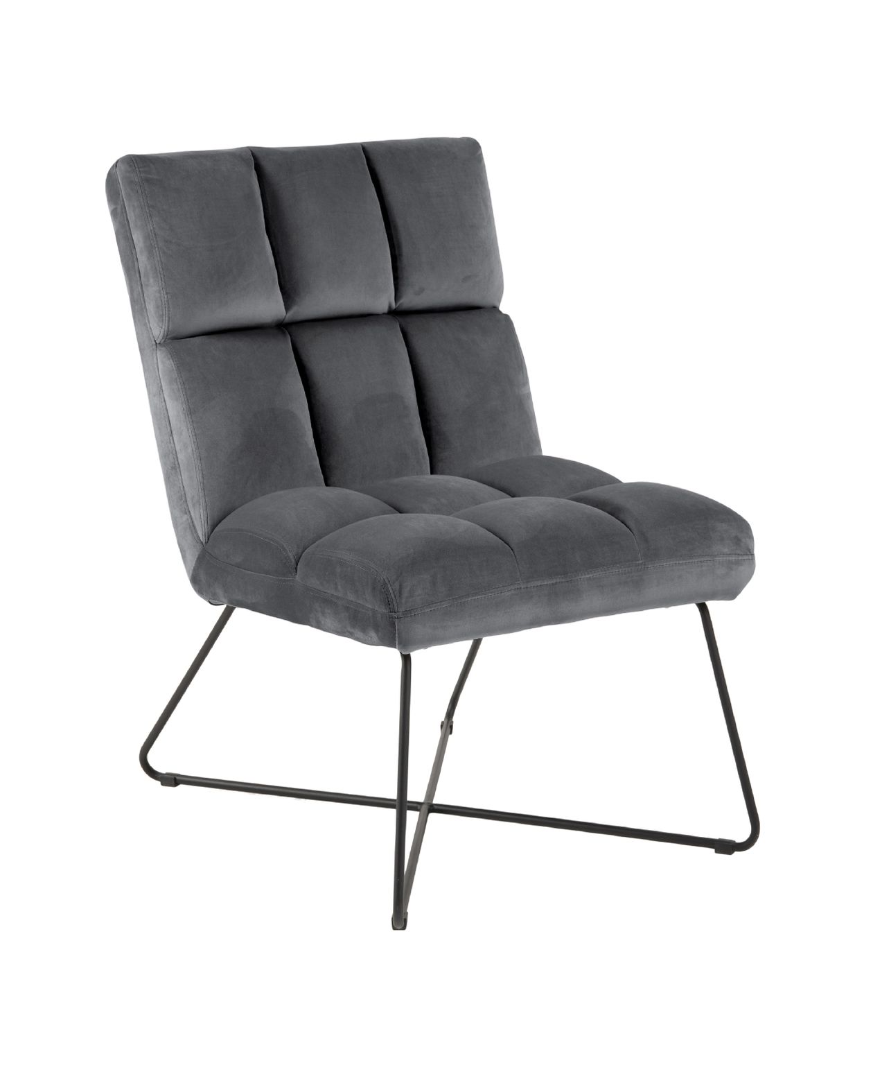 grauer Stoff-Sessel mit Metallfüßen