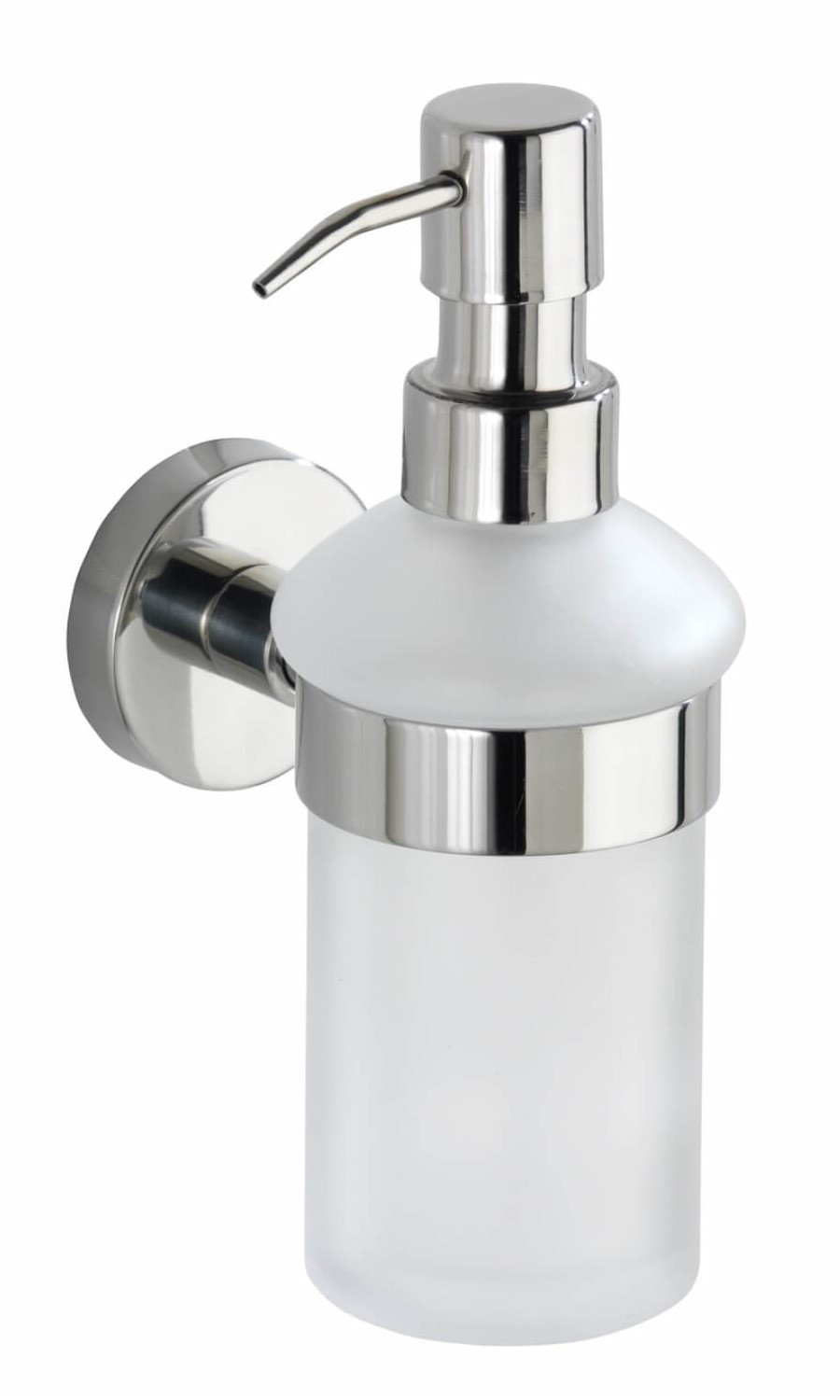 Wandmontierter Seifenspender Bosio Shine vor weißem Hintergrund.