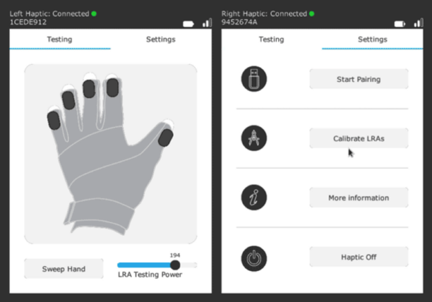 Configuration gants manus vr prime 2