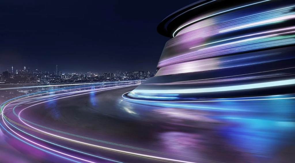 Long-exposure shot of nighttime city traffic, symbolizing our efficient, all-in-one payment platform.