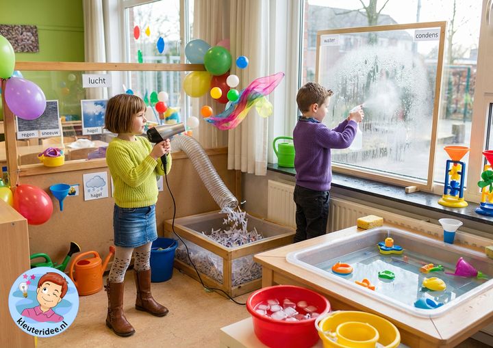 Ontdekhoek wind en water bij tweede scheppingsdag, kleuteridee