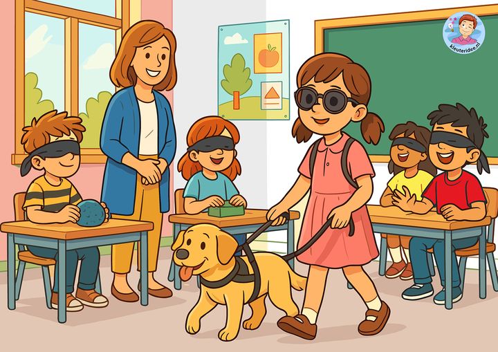 beweegverhaal, Lotte leert met haar oren kijken, taal en bewegen, thema het oog, kleuteridee