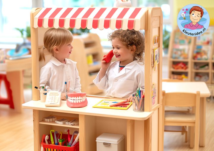 Tandartspraktijk in de kleuterklas, kleuteridee.nl, dental practice for preschool, role play