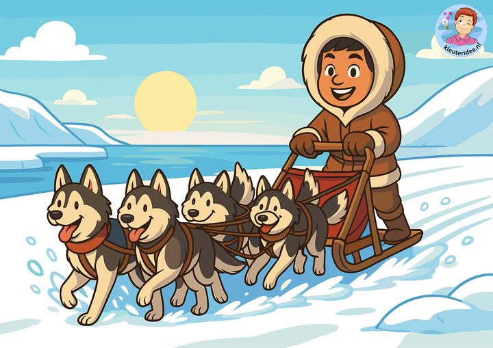 Nuka en de verdwijnende vis  Ga met Nuka en zijn trouwe hond Togo mee op een ijskoud, maar hartverwarmend avontuur op de Noordpool! ❄️ Samen ontdekken de kleuters wat er met de verdwenen vissen is gebeurd — al glijdend, kruipend, sluipend en lachend.  In dit beweegverhaal oefenen kinderen niet alleen hun motoriek en luistervaardigheid, maar beleven ze ook de magie van de winter: sneeuwstormen, sleeën en vriendschap in de kou. Een verhaal vol beweging, humor en taalplezier, helemaal klaar voor in de kring of speelzaal.  💡 Inclusief taaldoelen jonge kind, leerkrachtinstructies én prachtige illustratie van Nuka en zijn husky’s!