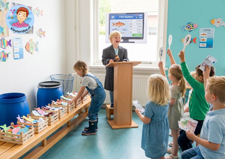 Rollenspel thema visafslag voor kleuters, kleuteridee